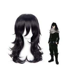 Anime MHA Shouta Aizawa Long Black Cosplay Wigs