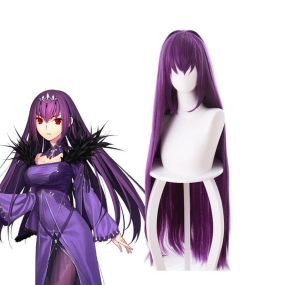 Fate Grand Order Lancer Scathach 100cm Long Straight Purple Cosplay Wigs