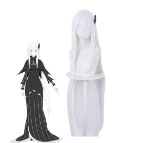 Anime ReZero Starting Life in Another World Echidna Witch of Greed Long Straight White Cosplay Wigs