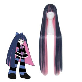 Panty & Stocking with Garterbelt Stocking Blue Mixed Red 100cm Long Straight Cosplay Wigs