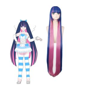 Panty & Stocking with Garterbelt Stocking Blue Mixed Red 120cm Long Straight Cosplay Wigs