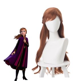 Movie Frozen 2 Princess Anna Brown Long Cosplay Wigs