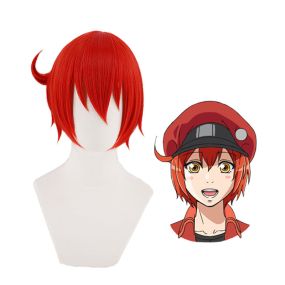 Anime Cells at Work Red Blood Cell Short Red Cosplay Wigs
