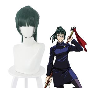 Anime Maki Zenin Long Dark Green Cosplay Wigs