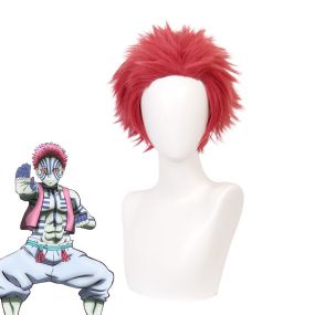 Anime Demon Slayer Akaza Upper Rank Three Pink Halloween Cosplay Wigs