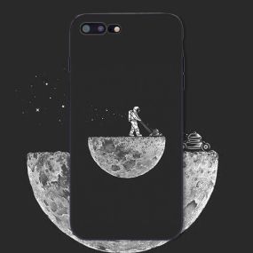 Creative Hand Drawing on The Moon Tempered Glass iPhone Case