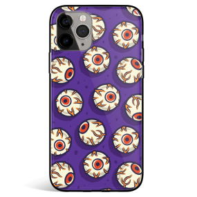 Creepy Eyeballs Purple Tempered Glass iPhone Case