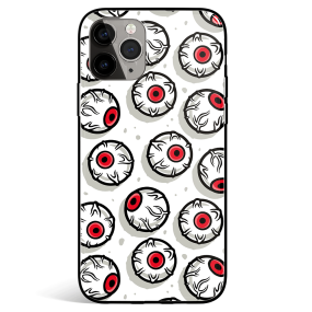 Creepy Eyeballs White Tempered Glass iPhone Case
