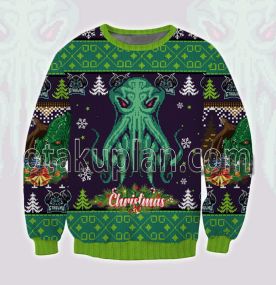 Cthulhu Green 3D Printed Ugly Christmas Sweatshirt