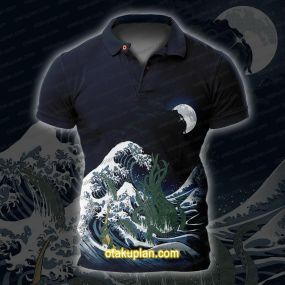 Cthulhu The Great Wave Off Kanagawa Polo Shirt