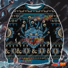 D&D Monster Manual 3D Print Ugly Christmas Sweatshirt