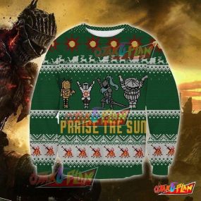 Dark Souls Praise The Sun 3D Print Pattern Ugly Christmas Sweatshirt
