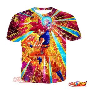 Dragon Ball Flaring Battle Impulse Super Saiyan God Goku T-Shirt