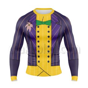 Dc Arkham Asylum Joker Yellow And Purple Long Sleeve Compression Shirt