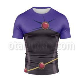 Dc Raven Purple Cosplay Short Sleeve Compression Shirt
