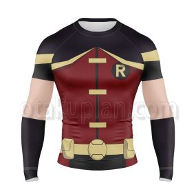 Dc Robin Red And Black Long Sleeve Compression Shirt