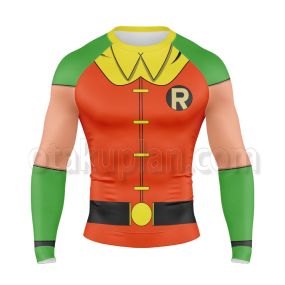 Dc Robin Red And Green Long Sleeve Compression Shirt