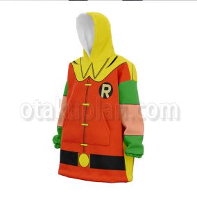 Dc Robin Red And Green Uniform Snug Blanket Hoodie