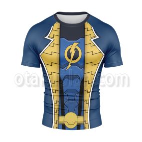 Dc Static Earth 27 Blue Cosplay Short Sleeve Compression Shirt