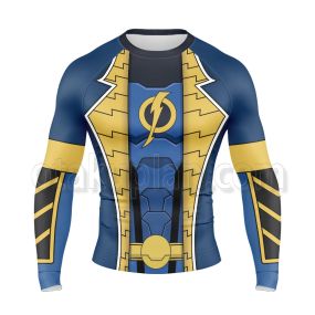 Dc Static Earth 27 Blue Long Sleeve Compression Shirt