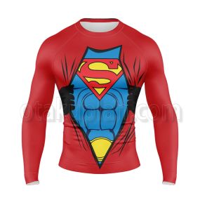 Dc Superman Tear Clothe Long Sleeve Compression Shirt