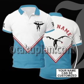 Death Note White And Blue Custom Name Polo Shirt