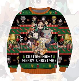 Demon Slayer Chibi Custom Name Ugly Christmas Sweatshirt