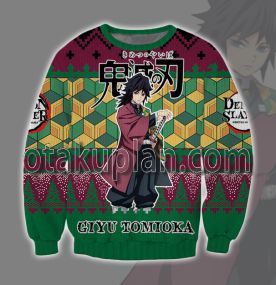 Demon Slayer Giyu Tomioka Anime Green 3D Printed Ugly Christmas Sweatshirt