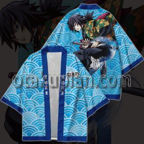 Anime Giyu Tomioka Blue Kimono Anime Cosplay Jacket