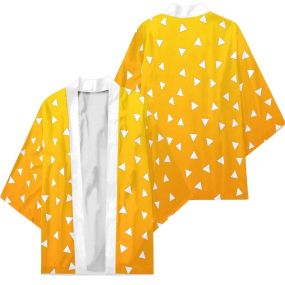 Demon Slayer KNY Zenitsu Agatsuma Kimono Custom Uniform Anime Clothes Cosplay Jacket