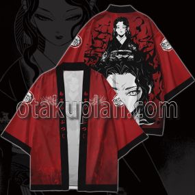 Anime Muzan Kibutsuji Female Red Kimono Anime Cosplay Jacket