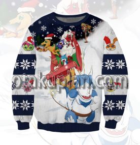 Digimon Blue 3D Printed Ugly Christmas Sweatshirt