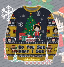 Do You See What I See Monkey D Luffy One Piece Ugly Christmas Sweatshirt