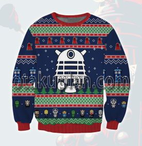 Doctor Who Dalek Exterminate Blue 3D Printed Ugly Christmas Sweatshirt