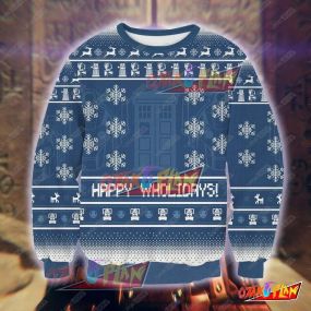 Doctor Who Happy Wholidays 3D Print Ugly Christmas Sweatshirt