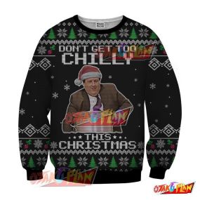 Don't Get Too Chilly This Christmas New Year Winter 3D Print Ugly Christmas Sweatshirt Black