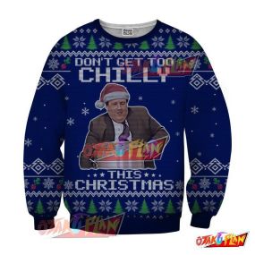 Don't Get Too Chilly This Christmas New Year Winter 3D Print Ugly Christmas Sweatshirt Navy