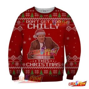 Don't Get Too Chilly This Christmas New Year Winter 3D Print Ugly Christmas Sweatshirt Red
