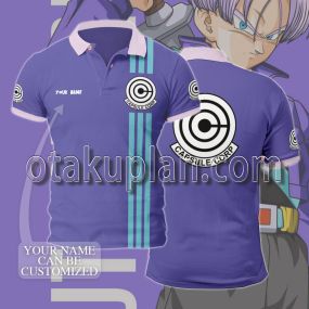 Dragon Ball Future Trunks Capsule Corp Purple Custom Name Polo Shirt