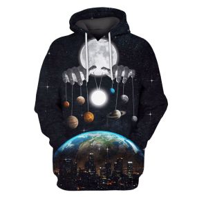 Earth Moon And Planets In Solar System Hoodies