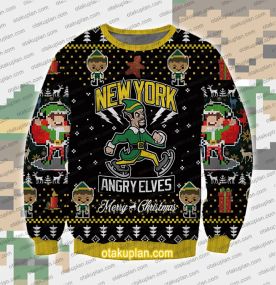 Elf Movie Miles Finch New York Angry Elves Hockey Jersey Ugly Christmas Sweatshirt