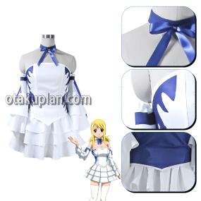 Anime Lucy Heartfilia White Full Dress Cosplay Costume