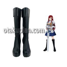 Anime Erza Scarlet Black Cosplay Shoes
