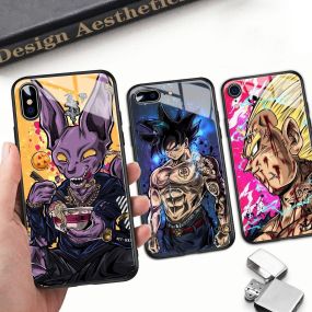 Fanart Stylish Goku Vegeta Beerus Buu Frieza Tempered Glass iPhone Case