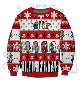 Final Fantasy Pixel Art 3D Printed Ugly Christmas Sweatshirt