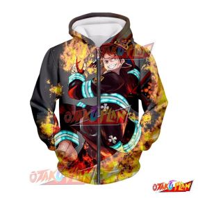 Fire Force Shinra Kusakabe the Fourth Pillar Action Zip Up Hoodie FF207