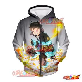 Fire Force Ignition Boy Shinra Kusakabe Action Zip Up Hoodie FF213