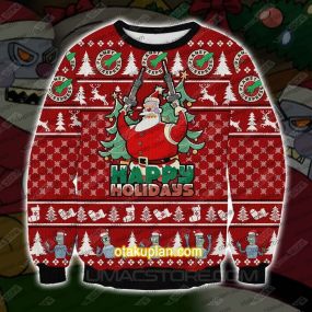 Futurama Happy Holiday 3D Print Ugly Christmas Sweatshirt