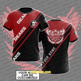 Gears Esports Red and Black Custom Name T-shirt