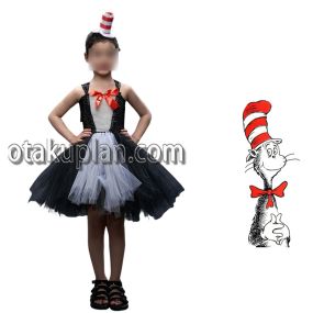 Girls Dr Seuss Cat In The Hat Toto Cosplay Costume